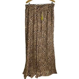 Summersalt The Perfect Palazzo Pants XL Tan Black Leopard Animal Beach NWT